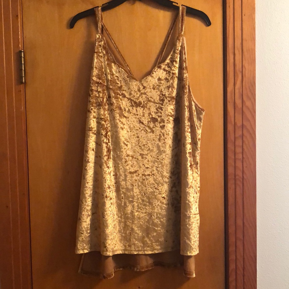 Gold crushed velvet tank